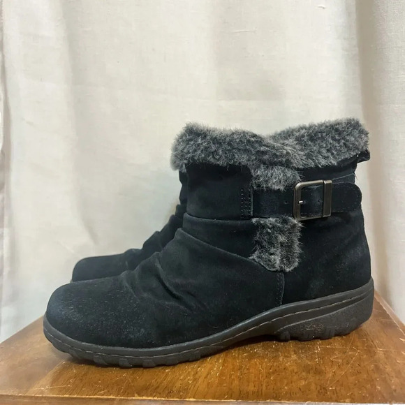 KHOMBU Womens All-Weather Lindsey Suede Boots‎ Size 7 Black Fur Ankle Booties - Picture 2 of 8